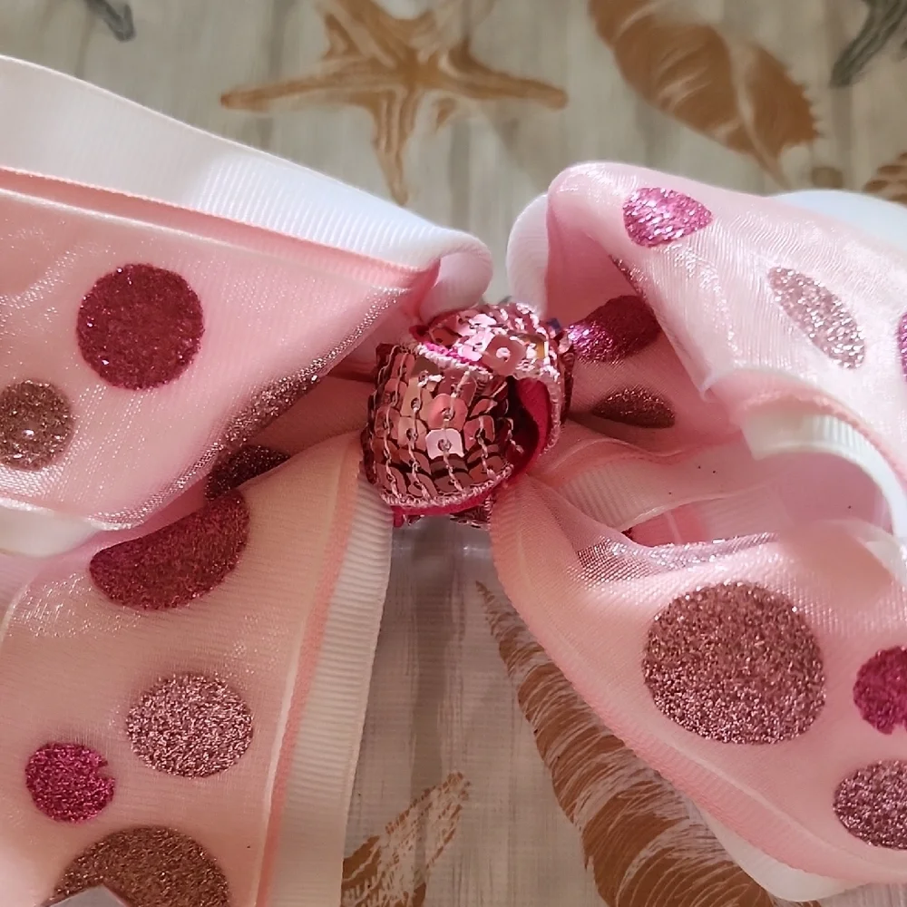 Pink Polka Dot Hair Bow for Kids